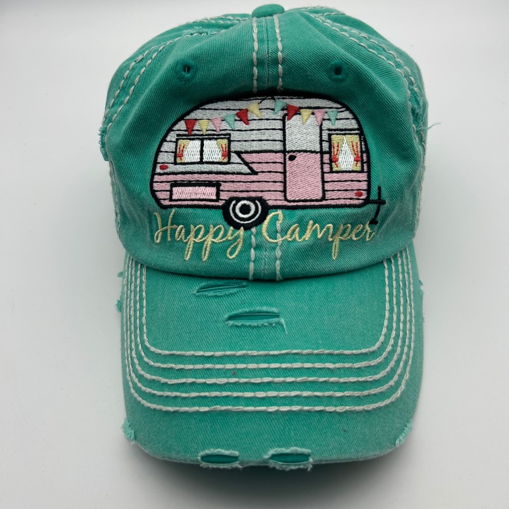 KBETHOS Vintage Teal Green Distressed Camper Trailer Embroidered Baseball Cap